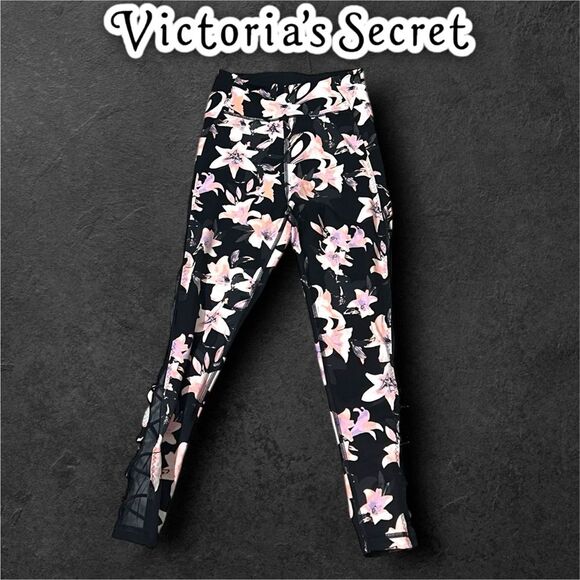 HTF Victoria’s Secret VSX Black/Pink Lily Flow Sweat On Point Exposed Legging - Picture 2 of 7